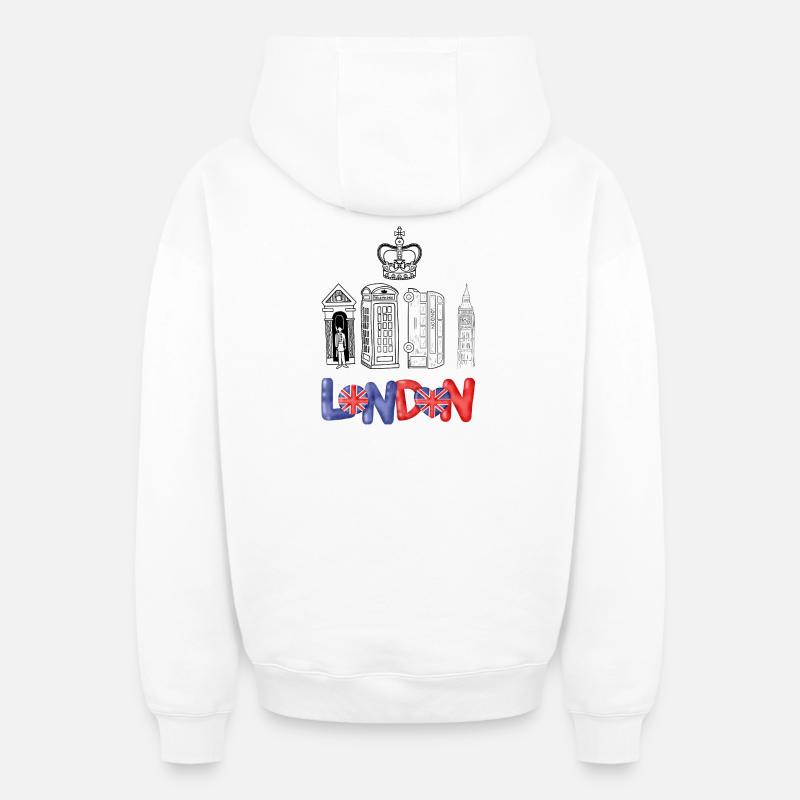 Drapeau London Love Heart - Sweat à capuche unisexe zippé oversize épais SPREAD - blanc