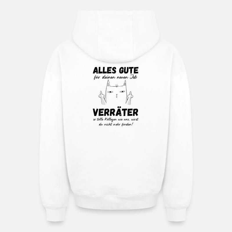 Chat traître Collègues Collègues Adieu - Sweat à capuche unisexe zippé oversize épais SPREAD - blanc