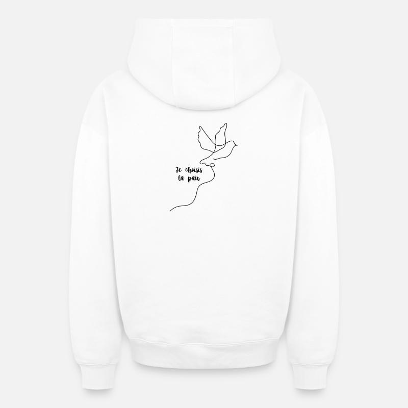 Je choisis la paix - Sweat à capuche unisexe zippé oversize épais SPREAD - blanc