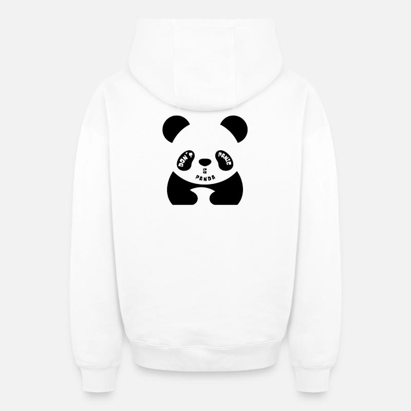 Ne panique GO Panda - Sweat à capuche unisexe zippé oversize épais SPREAD - blanc