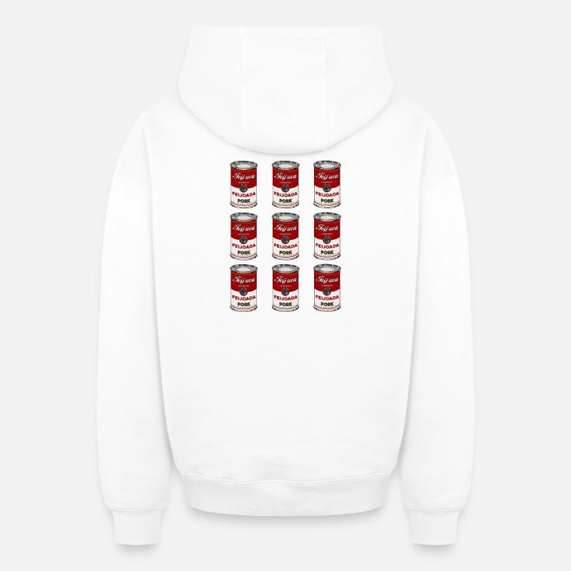 Feijoada Pork Can Pattern - Oversized Heavyweight Unisex Zip Hoodie - white