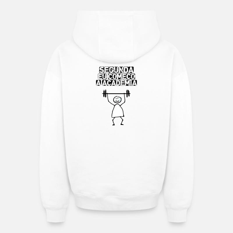 Segunda eu começo a academia - Sweat à capuche unisexe zippé oversize épais SPREAD - blanc