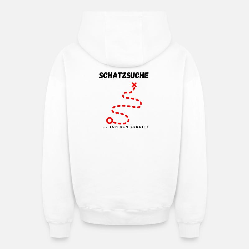 Schatzsuche_ich_bin_bereit - Sweat à capuche unisexe zippé oversize épais SPREAD - blanc