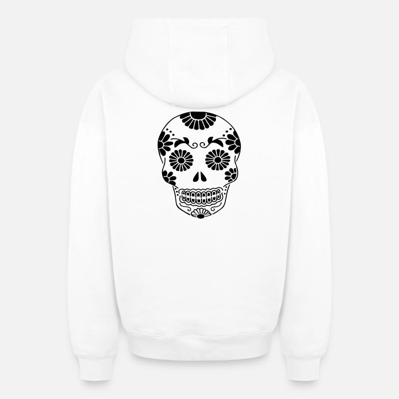 Tête de mort  - Sweat à capuche unisexe zippé oversize épais SPREAD - blanc