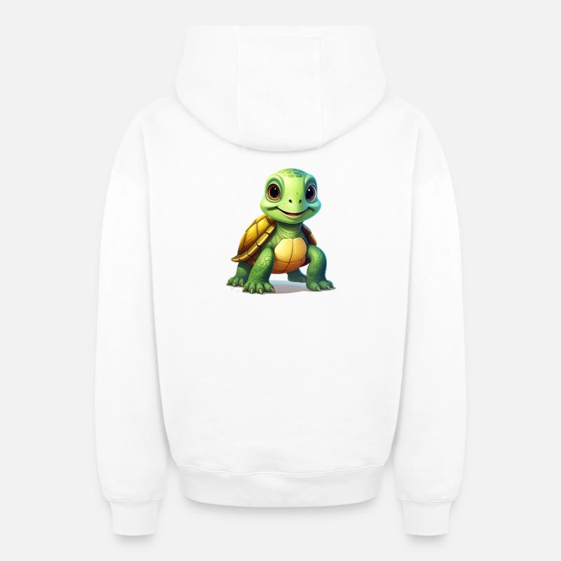 Tortue - Sweat à capuche unisexe zippé oversize épais SPREAD - blanc