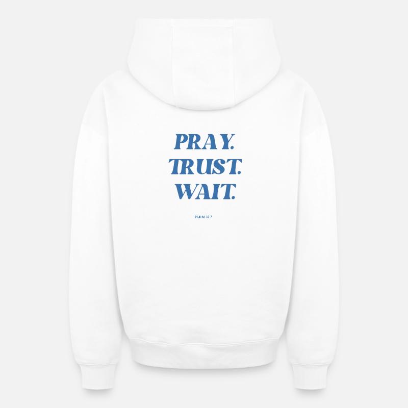 Prière Confiance Attente - Sweat à capuche unisexe zippé oversize épais SPREAD - blanc