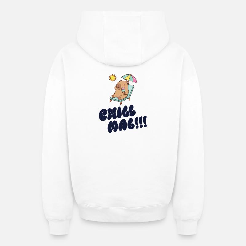 Sonnenbär am Strand mit Eis - Oversized Heavyweight Unisex Zip Hoodie - Weiß