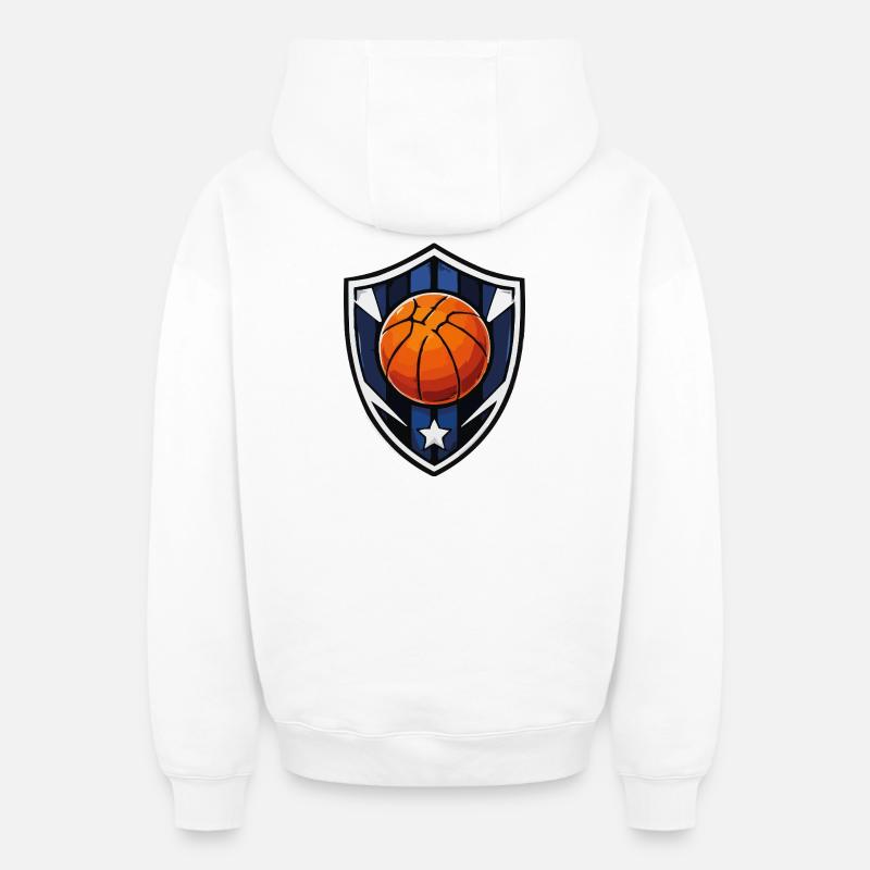 Blason du Basketball - Sweat à capuche unisexe zippé oversize épais SPREAD - blanc