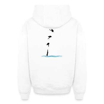 Buceo alto - Sudadera oversize unisex gruesa con capucha y cremallera SPREAD - blanco - detrás - AI Model Male 178 light (178cm)