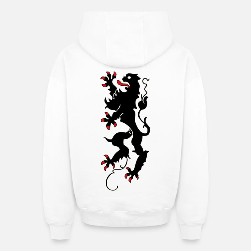 Chemnitz Lion - Chemnitz - Sweat à capuche unisexe zippé oversize épais SPREAD - blanc