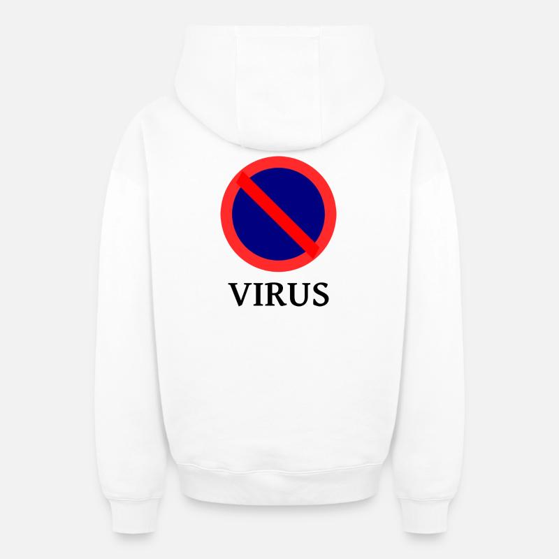 Interdit aux virus - Sweat à capuche unisexe zippé oversize épais SPREAD - blanc