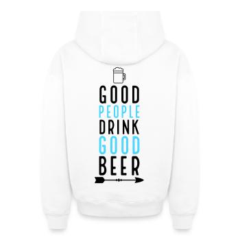 Bière - Sweat à capuche unisexe zippé oversize épais SPREAD - blanc - Dos - AI Model Male 178 light (178cm)