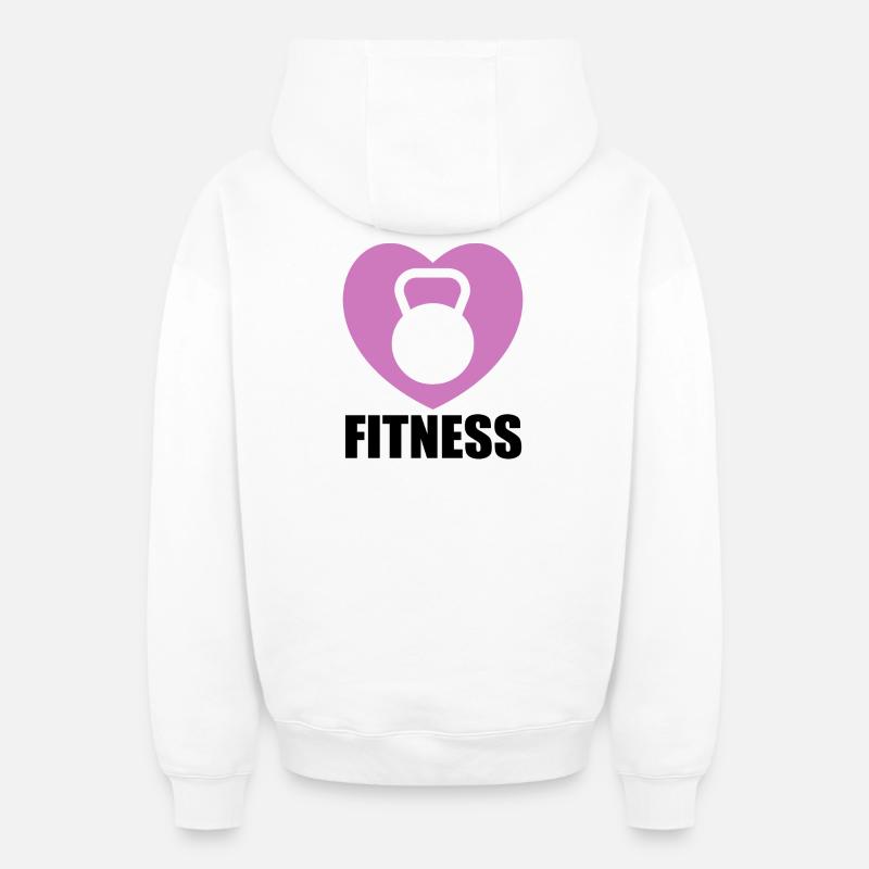 Design kettlebell en cœur violet - Sweat à capuche unisexe zippé oversize épais SPREAD - blanc