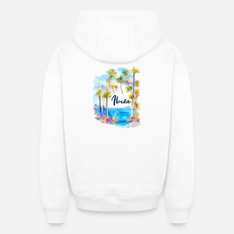 Ibiza - Sweat à capuche unisexe zippé oversize épais SPREAD - blanc