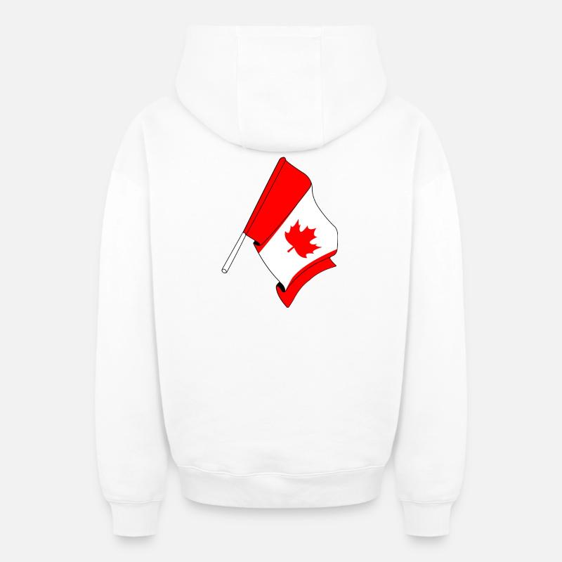 Drapeau du Canada - Sweat à capuche unisexe zippé oversize épais SPREAD - blanc