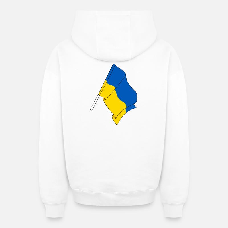 Drapeau Ukraine - Sweat à capuche unisexe zippé oversize épais SPREAD - blanc