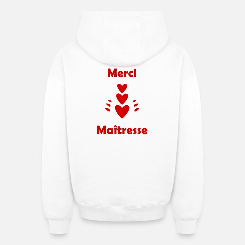 MERCI MAÎTRESSE - Sweat à capuche unisexe zippé oversize épais SPREAD - blanc