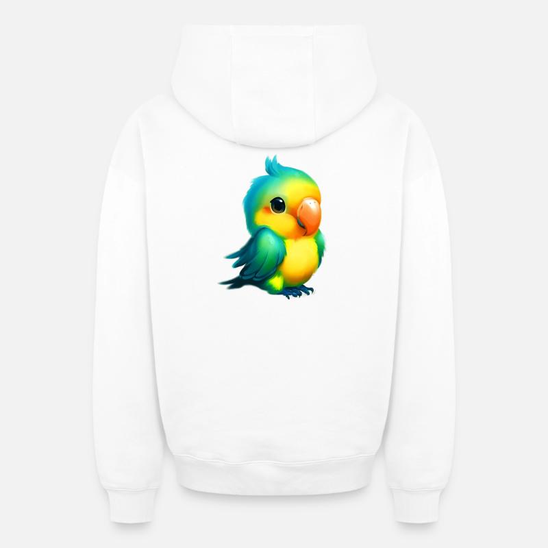 Perroquet - Sweat à capuche unisexe zippé oversize épais SPREAD - blanc