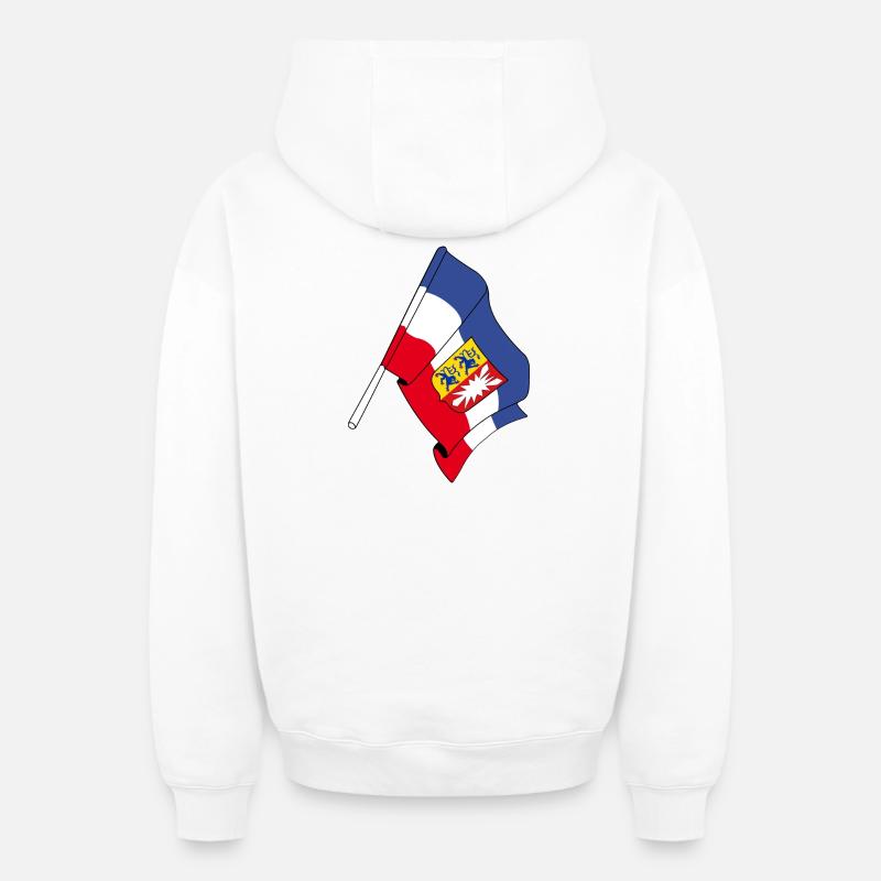 Drapeau du Schleswig Holstein - Sweat à capuche unisexe zippé oversize épais SPREAD - blanc