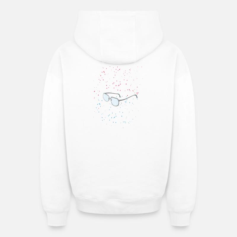 lunettes dans l’espace - Sweat à capuche unisexe zippé oversize épais SPREAD - blanc