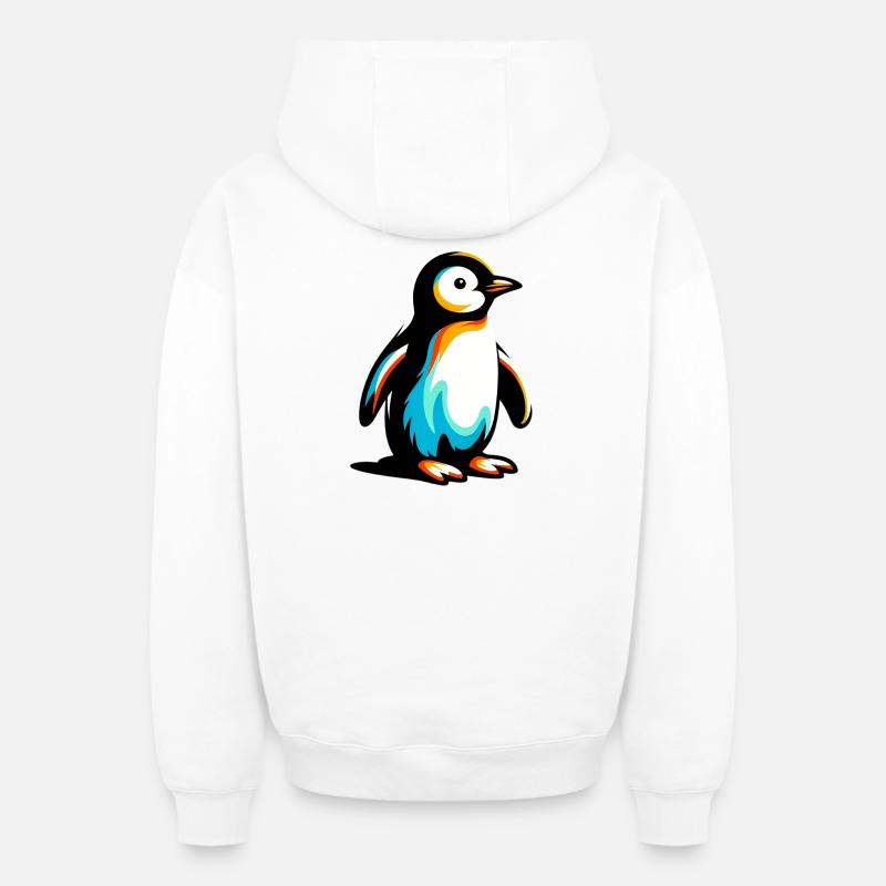 Pingouin - Sweat à capuche unisexe zippé oversize épais SPREAD - blanc