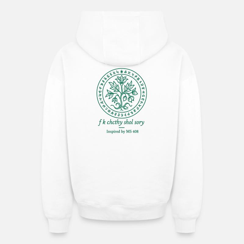 Flore de Voynich - Sweat à capuche unisexe zippé oversize épais SPREAD - blanc
