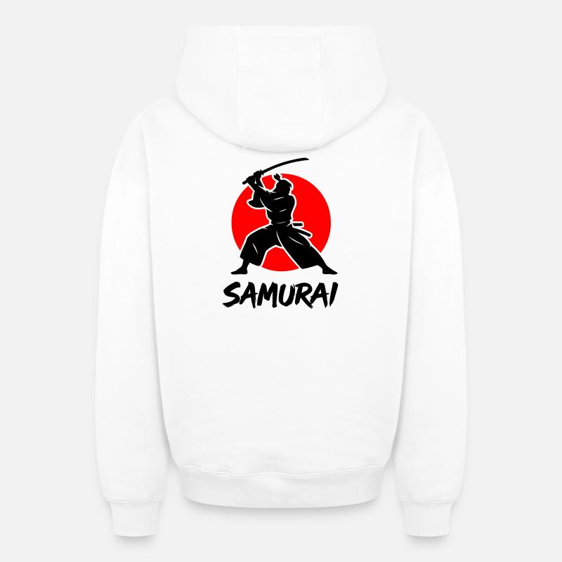 Samouraï - Sweat à capuche unisexe zippé oversize épais SPREAD - blanc