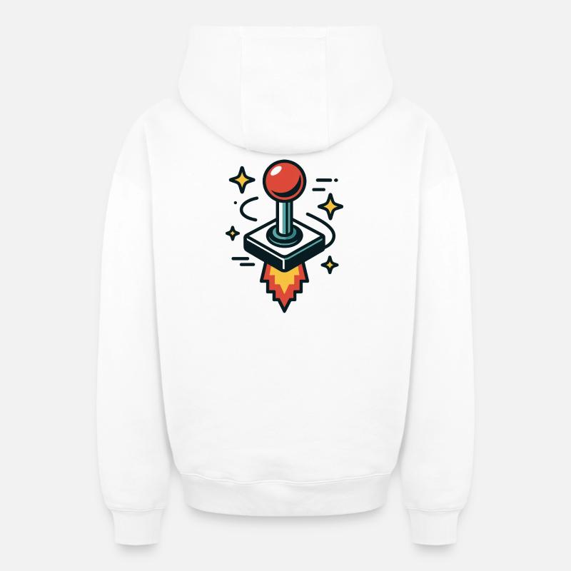 Joystick Rocket - Sweat à capuche unisexe zippé oversize épais SPREAD - blanc