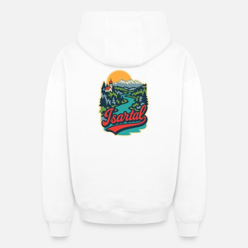 Vallée de l’Isar en Haute-Bavière - Sweat à capuche unisexe zippé oversize épais SPREAD - blanc