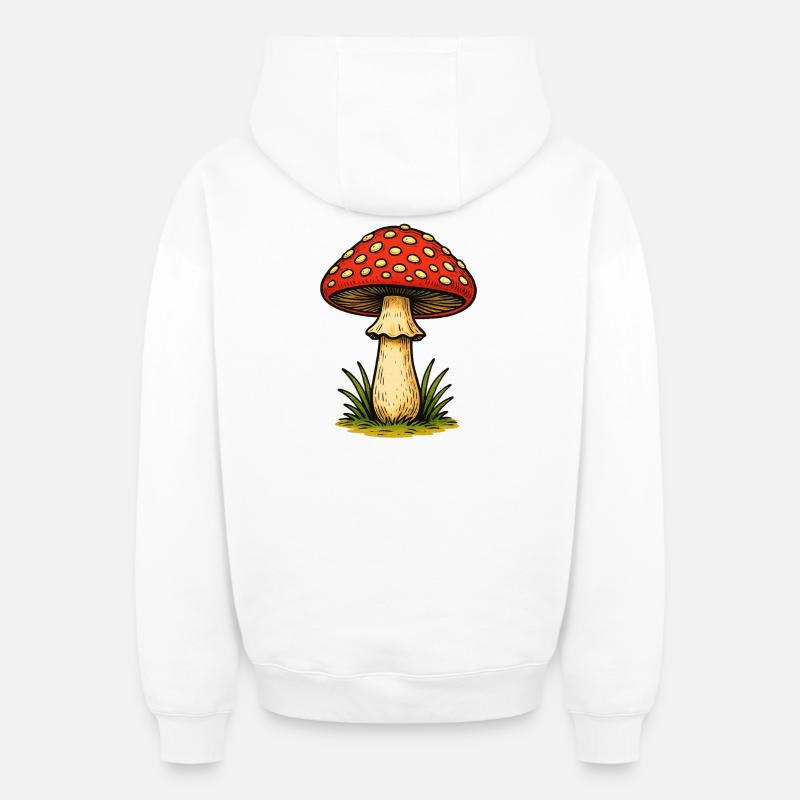 Red Toadstool Retro - Oversized Heavyweight Unisex Zip Hoodie - white