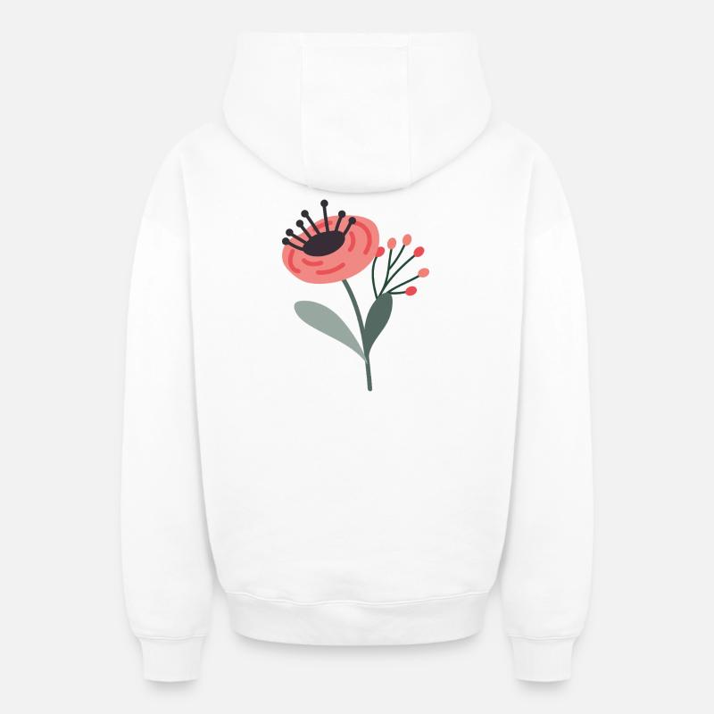 Fleur - Sweat à capuche unisexe zippé oversize épais SPREAD - blanc