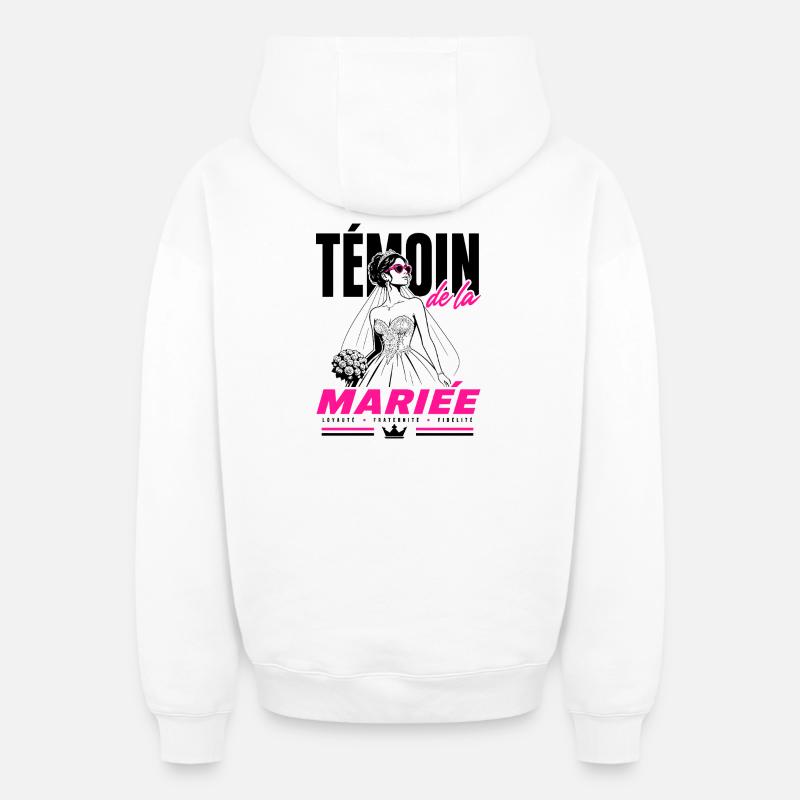 Témoin de la Mariée Glam Chic - Sweat à capuche unisexe zippé oversize épais SPREAD - blanc