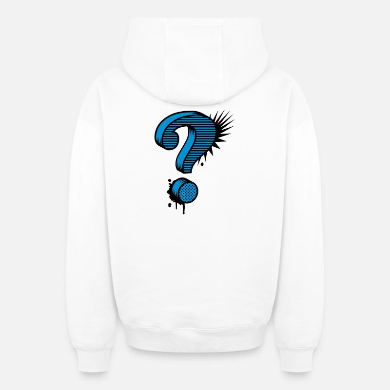 Un point d'interrogation graffiti - Sweat à capuche unisexe zippé oversize épais SPREAD - blanc