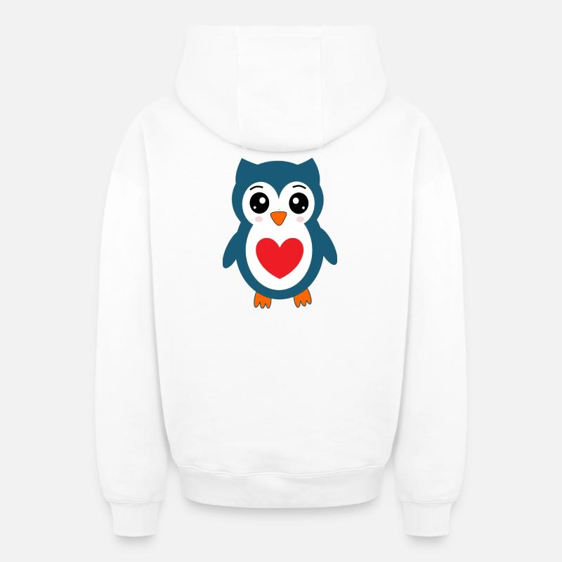 Hibou Chouette Bleue - Sweat à capuche unisexe zippé oversize épais SPREAD - blanc