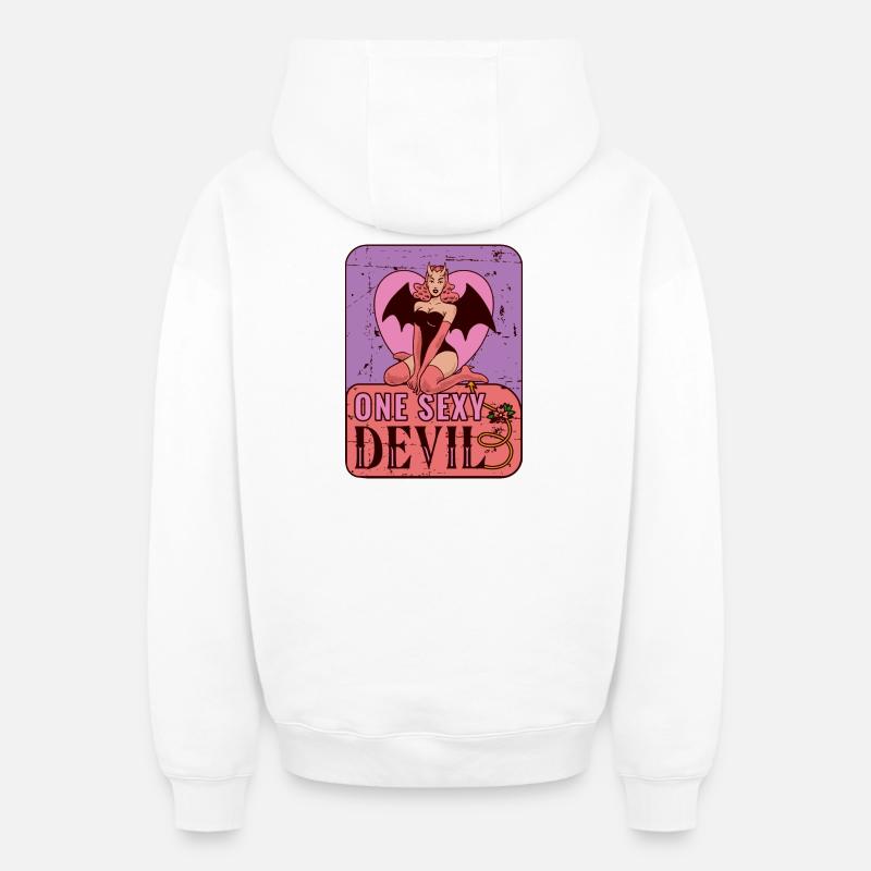 Sexy devil - Oversized Heavyweight Unisex Zip Hoodie - white