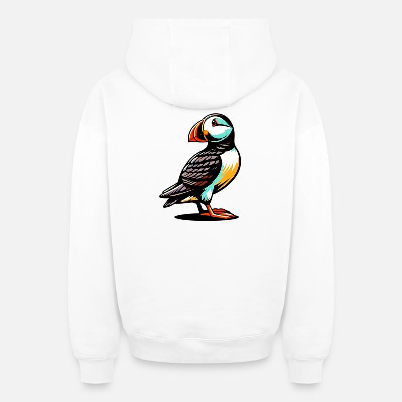 Macareux - Sweat à capuche unisexe zippé oversize épais SPREAD - blanc