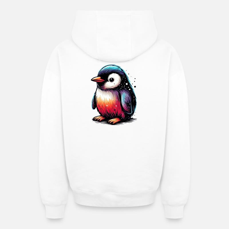 Pingouin - Sweat à capuche unisexe zippé oversize épais SPREAD - blanc