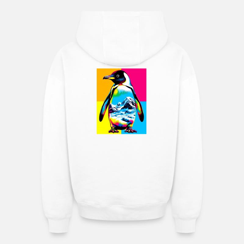 pingouin - Sweat à capuche unisexe zippé oversize épais SPREAD - blanc