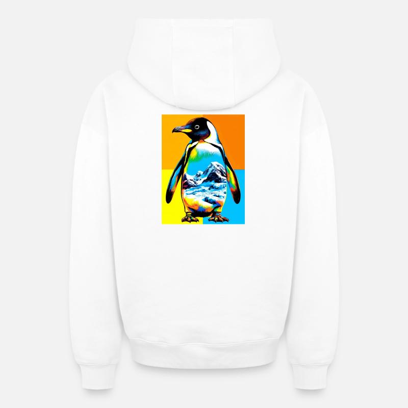 pingouin - Sweat à capuche unisexe zippé oversize épais SPREAD - blanc