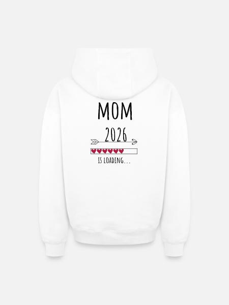 Future maman 2026 Cadeau Grossesse - Sweat à capuche unisexe zippé oversize épais SPREAD - blanc