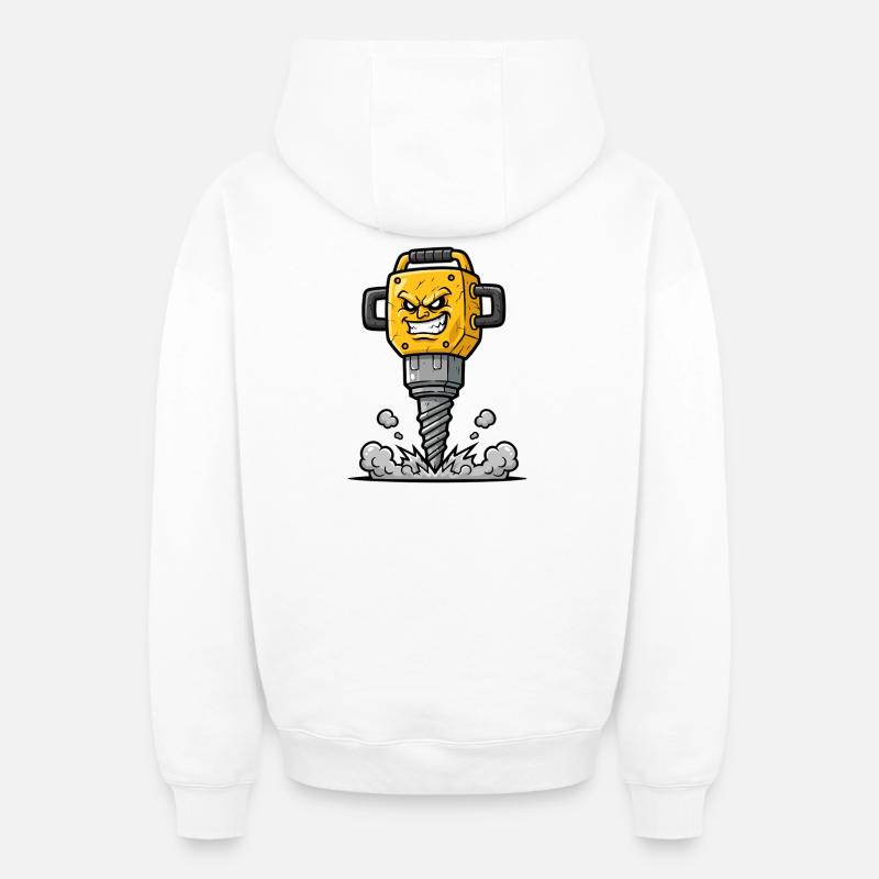 Wütender Bohrer Cartoon mit Explosion - Oversized Heavyweight Unisex Zip Hoodie - Weiß