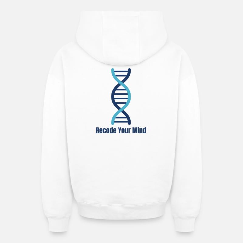 Recodez votre mentalité d’ADN mental - Sweat à capuche unisexe zippé oversize épais SPREAD - blanc