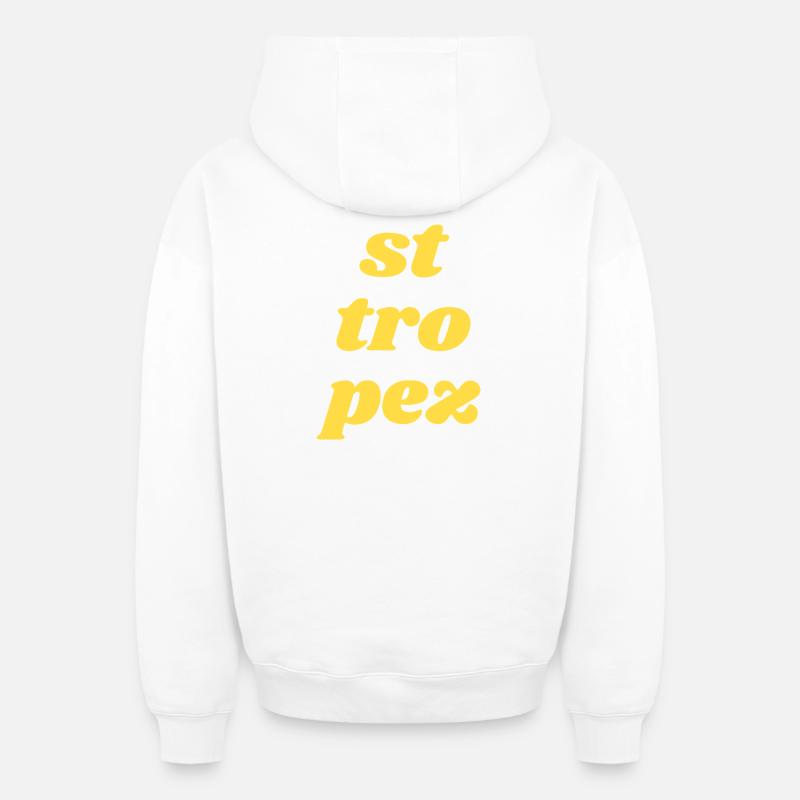 St Tro Pez - Sweat à capuche unisexe zippé oversize épais SPREAD - blanc