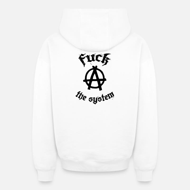 Fuck the System - Sweat à capuche unisexe zippé oversize épais SPREAD - blanc