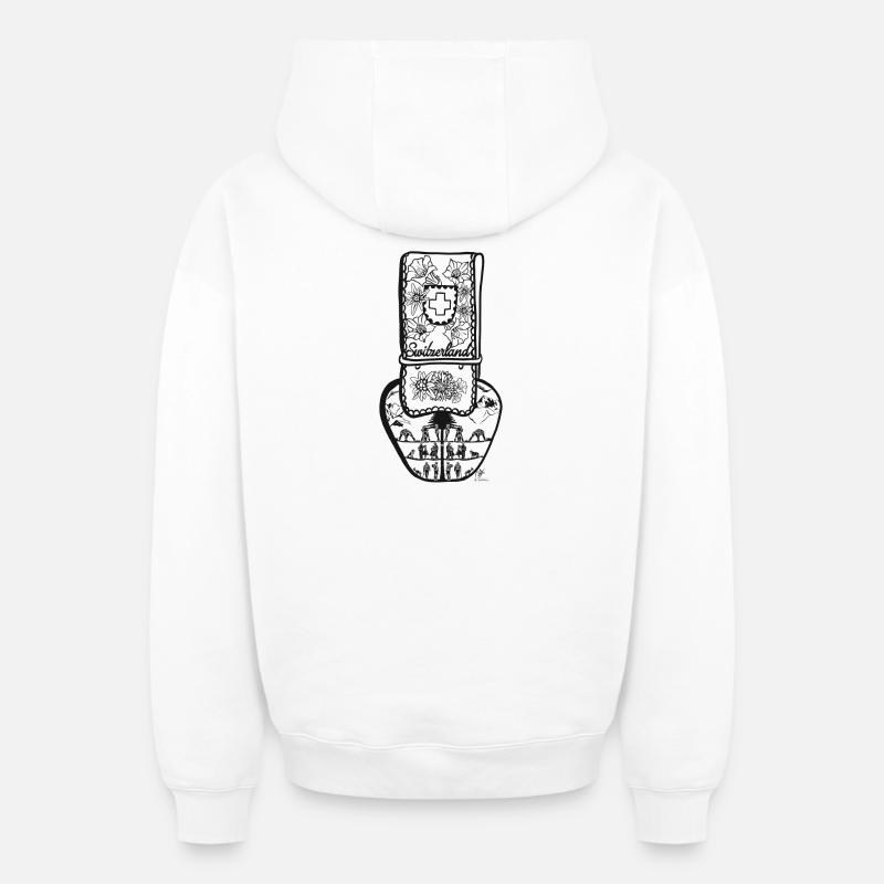Schwinger Bell (Noir) - Sweat à capuche unisexe zippé oversize épais SPREAD - blanc