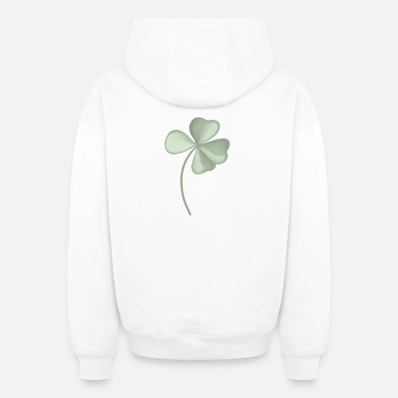 Trèfle à quatre feuilles - Sweat à capuche unisexe zippé oversize épais SPREAD - blanc