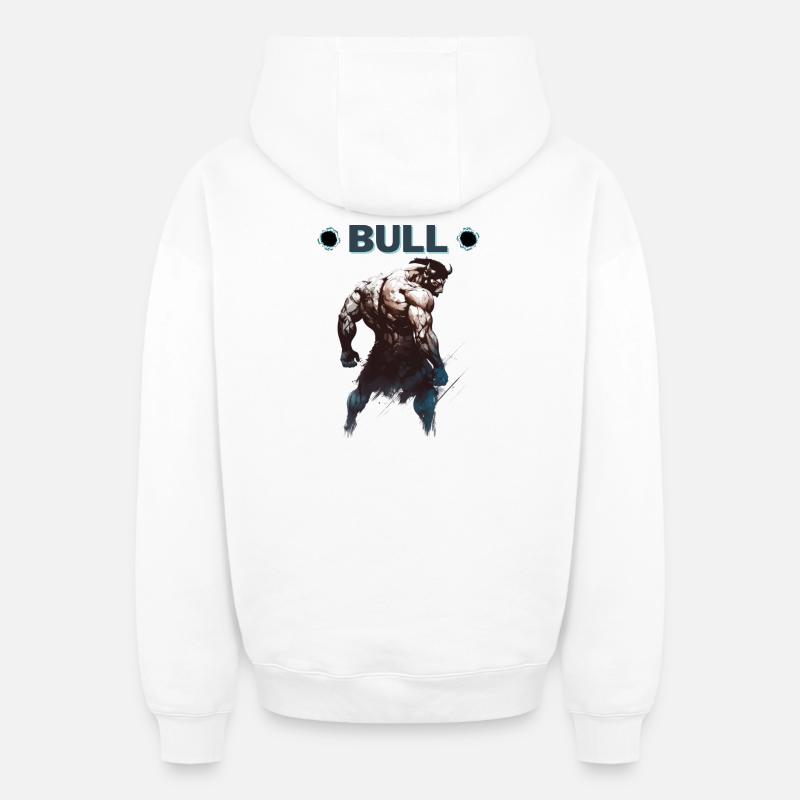 Team Bull - Sweat à capuche unisexe zippé oversize épais SPREAD - blanc