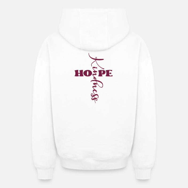 CROIX SYMBOLE CHRÉTIENNE - Sweat à capuche unisexe zippé oversize épais SPREAD - blanc