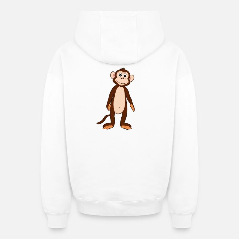 Singe - Sweat à capuche unisexe zippé oversize épais SPREAD - blanc