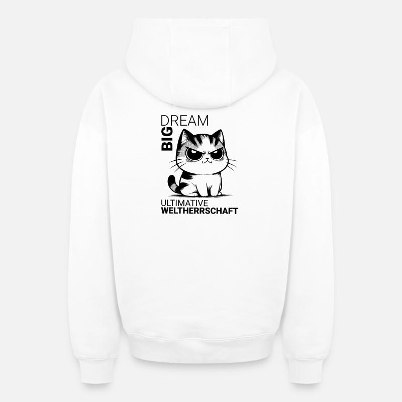Chaton de domination du monde - Sweat à capuche unisexe zippé oversize épais SPREAD - blanc